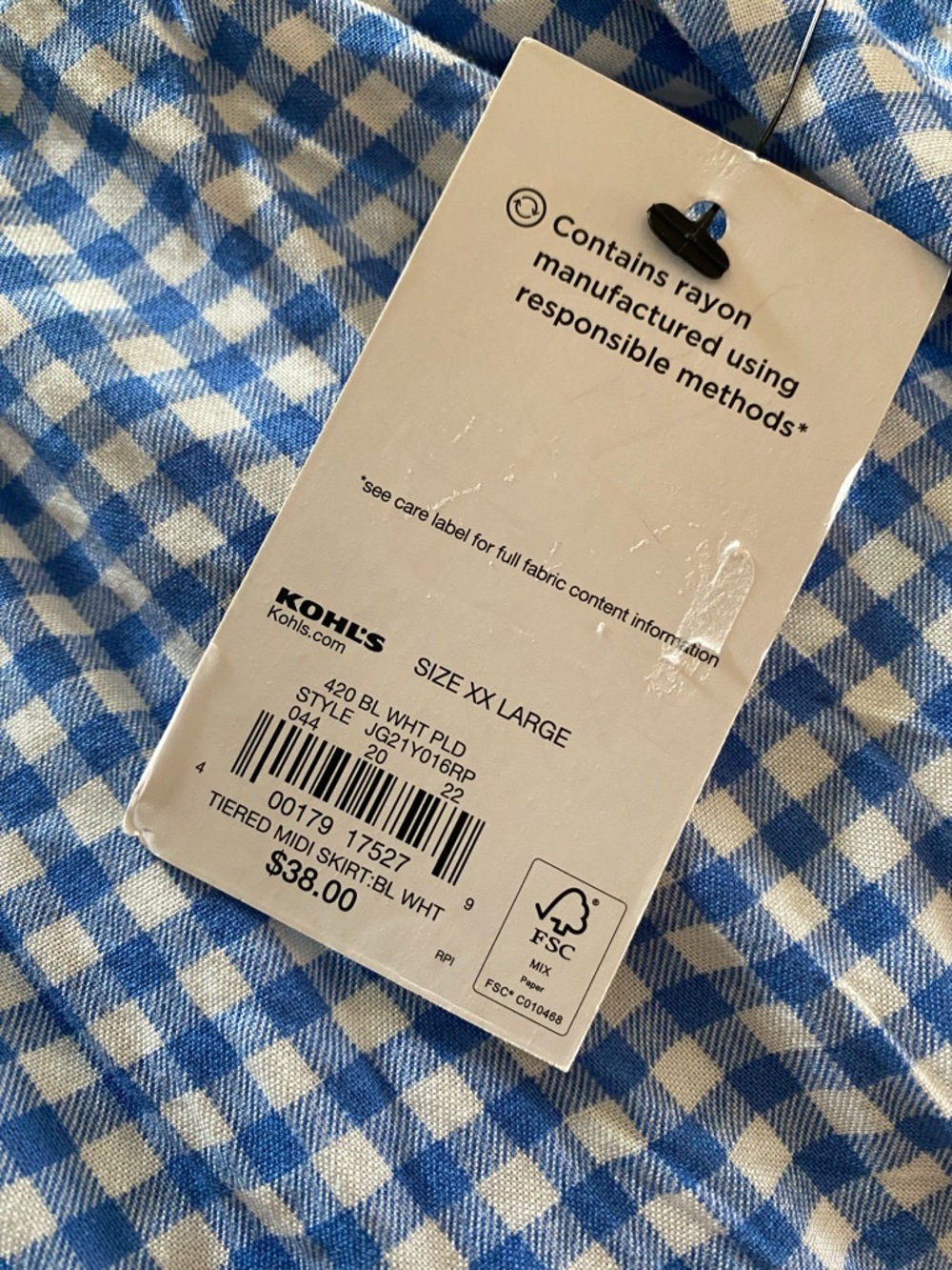 SO Blue Gingham Tiered Maxi Skirt - Picture 4 of 4